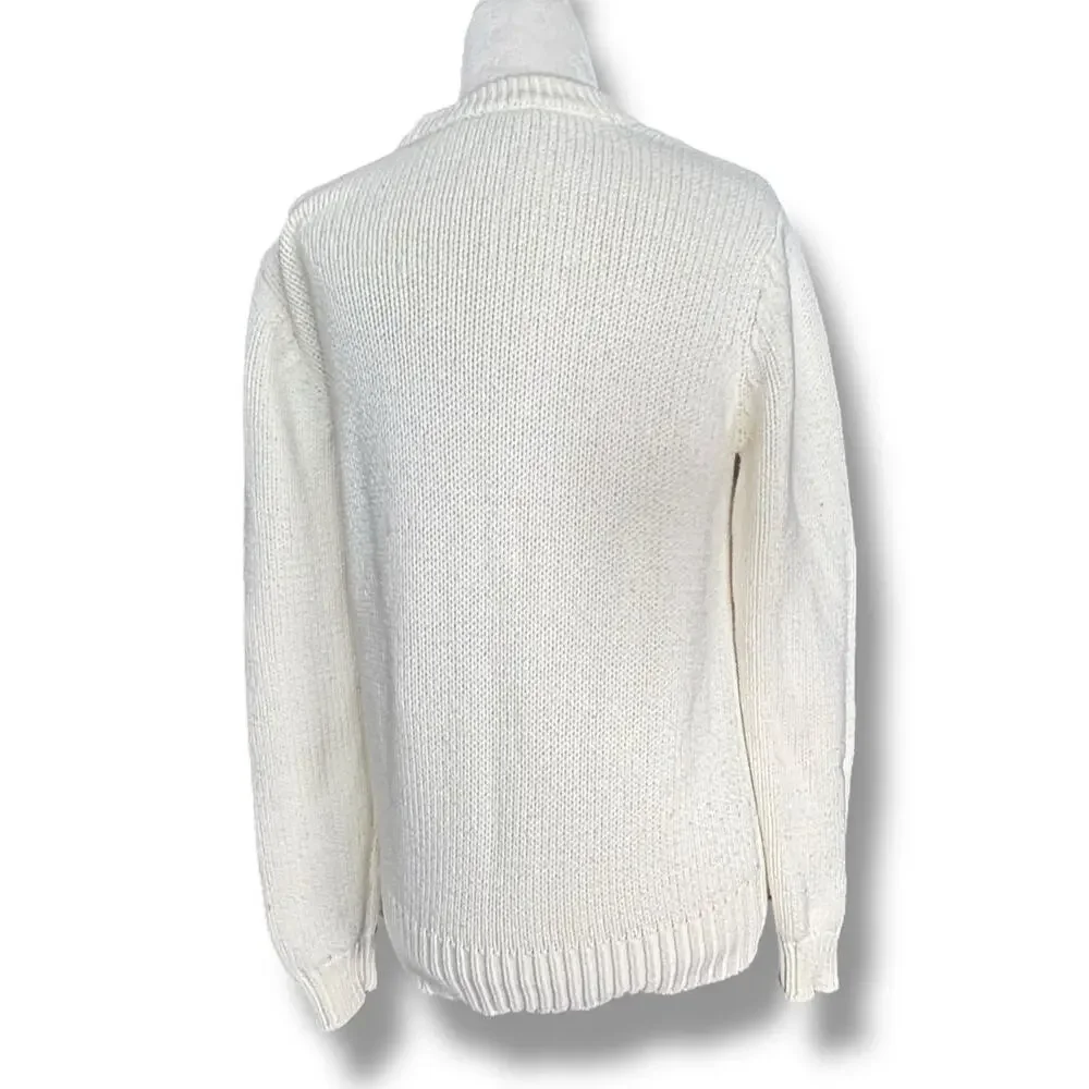 ModCloth White Knit Sweater Multicolor Rainbow Pom Poms Polka Dot Crewneck - Picture 4 of 9